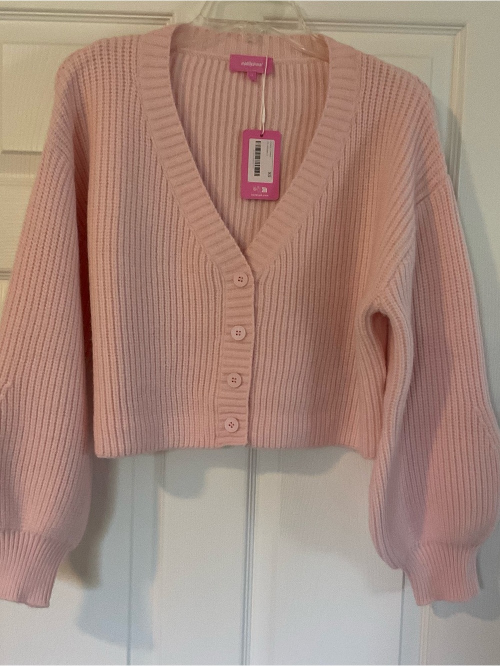 Cozy Pink V-Neck Ribbed Cropped Cardigan Sweater